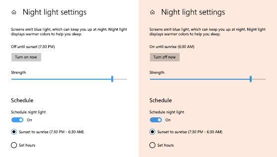 windows 10 night light missing